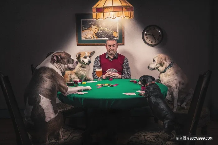 人和动物玩扑克的搞怪合成图片