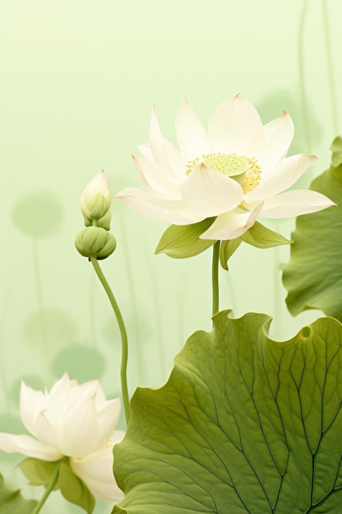 简洁淡雅荷花绿色清新背景