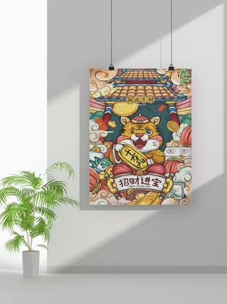 2022新年虎年春节海报喜庆活动海报模板