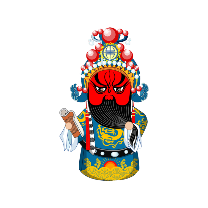 卡通京剧戏剧人物脸谱插画PNG图片 国潮中国风Q版戏剧人物PS素材