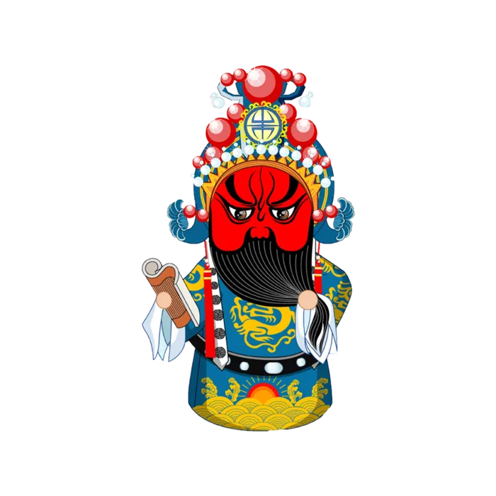 卡通京剧戏剧人物脸谱插画PNG图片 国潮中国风Q版戏剧人物PS素材