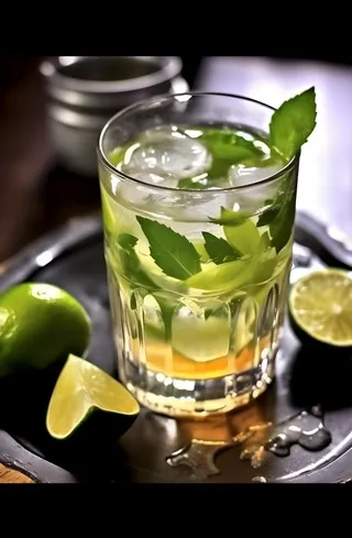 柠檬薄荷鸡尾酒背景