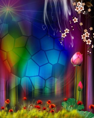 水彩油画花卉桃花背景