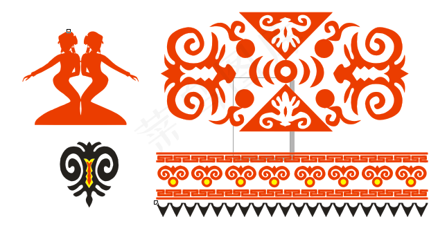彝族图案免扣元素人物标识少数民族图案