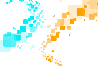 蓝色方块橘色方块拼接科技kv主视觉