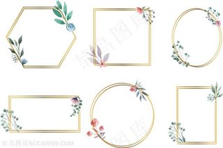 6款花卉植物装饰边框素材