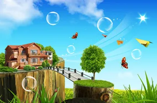 蓝天白云蝴蝶美丽风景