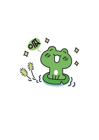 手绘荷叶上的小青蛙