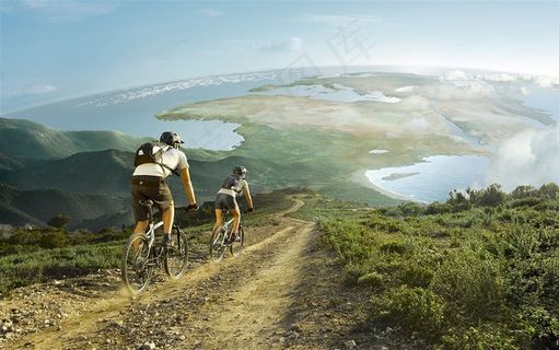 骑行的山地车人物高清图片