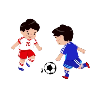 手绘卡通踢足球免扣素材