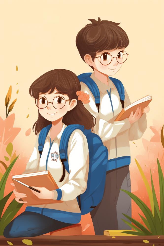 学生插画学习清新插画背景(896x1344)