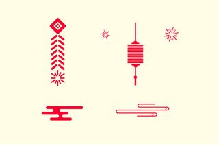 中国风古典传统图案边框纹理祥云灯笼装饰线条PSD背景素材