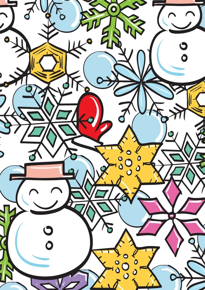 雪人雪花插画素材cdr矢量模版下载