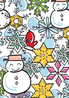 雪人雪花插画素材