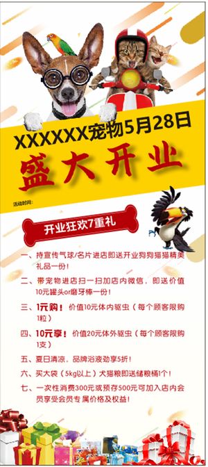 宠物店 开业 营业  展架