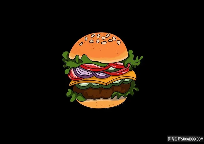 汉堡包原创手绘高清png素材 汉堡包原创手绘高清png素材