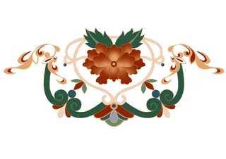 复古中国风国潮敦煌花纹花草插画手绘装饰小元素PSD素材