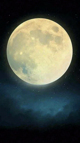 中秋节简约创意圆月月亮温馨天空，黑夜夜晚