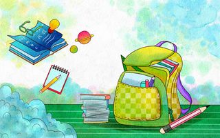 开学季手绘水彩风文具插画海报