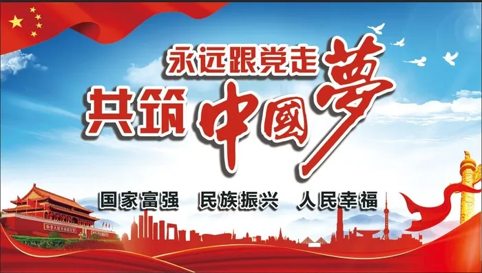 中国梦  蓝色党建  文化展板 党psd模版下载