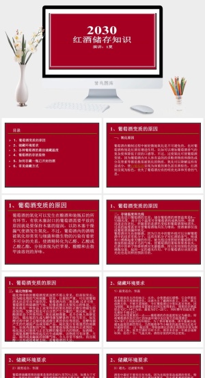 红酒葡萄酒知识培训宣传介绍PPT模板预览图