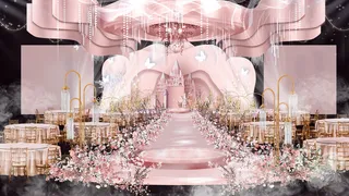 梦幻唯美粉色系城堡婚礼效果图