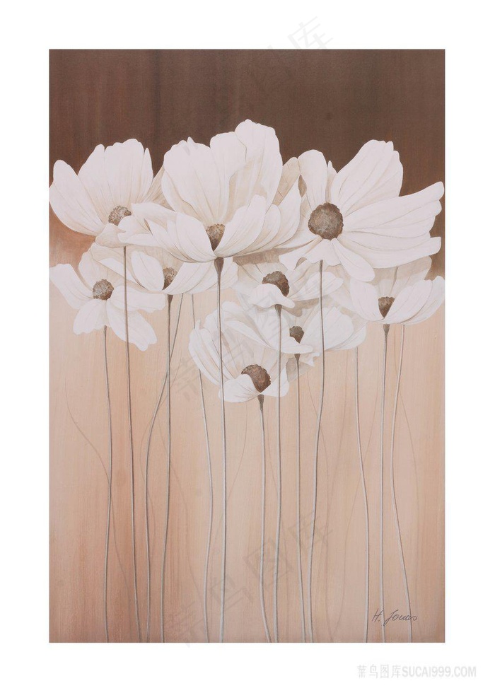 唯美复古花卉花束插画