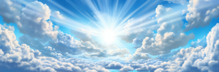 蓝天中的白云与太阳摄影图
