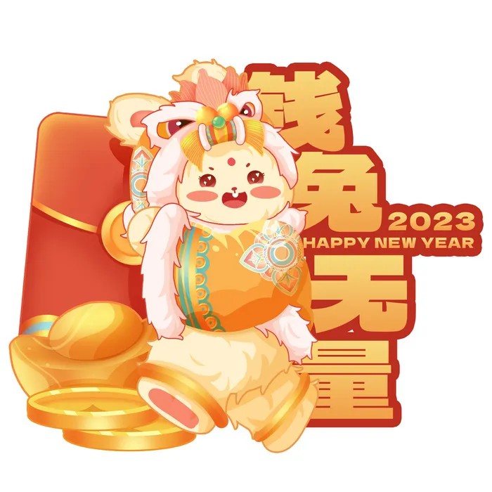 兔年钱兔无量 钱兔无量兔子 兔年元宝兔 兔年发财兔 兔年兔子psd模版下载