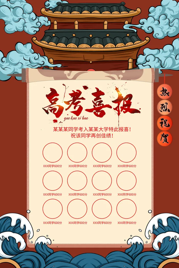 中考高考录取通知喜报荣誉状元榜金榜题名海报PSD设计素材模板psd模版下载
