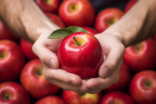 手握红苹果水果摄影图