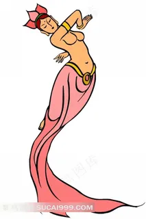裸身的飞天插画素材