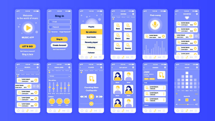 手机移动端整套APP交互UI界面套图作品集EPS矢量图设计素材