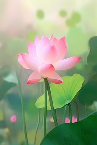 简约清新粉色荷花背景