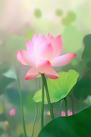 简约清新粉色荷花背景