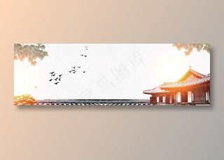 复古中国风古风国画建筑背景素材