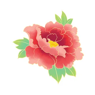 手绘国潮中国风古典牡丹花国花花卉装饰图案PSD设计素材