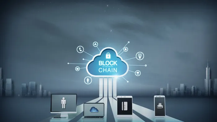 互联网区块链概念平板电脑背景psd模版下载