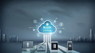 互联网区块链概念平板电脑背景