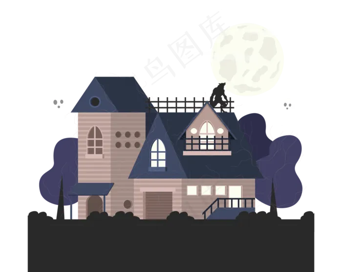 万圣节节日卡通素材城堡