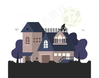 万圣节节日卡通素材城堡