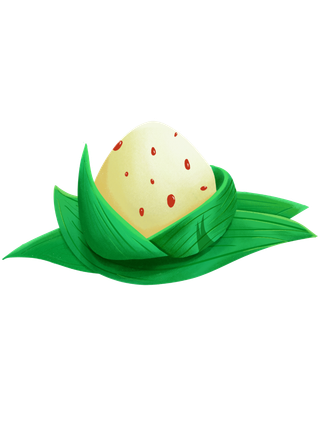 手绘分层端午节粽子粽叶插画