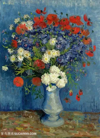 梵高的花瓶-车菊和罂粟花