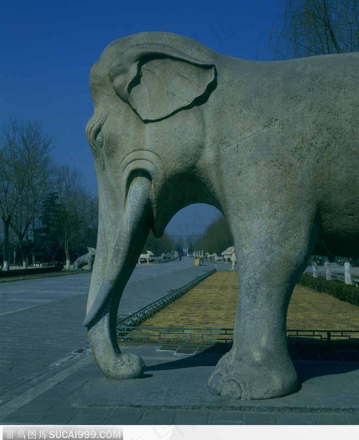 明十三陵-石大象侧面