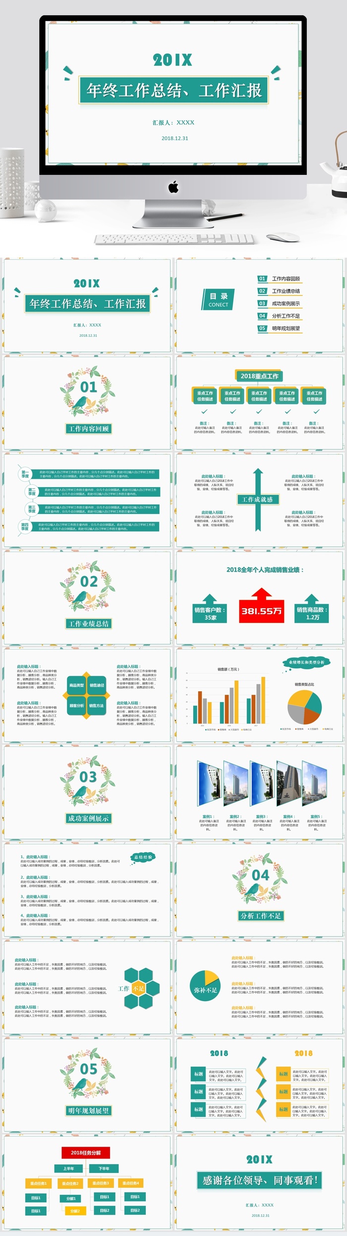 年终工作总结、工作汇报ppt