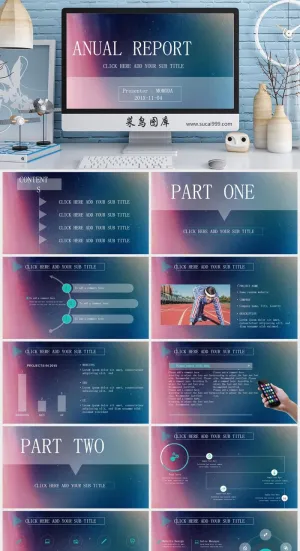 唯美清新PPT 工作总结汇报PPT模板预览图