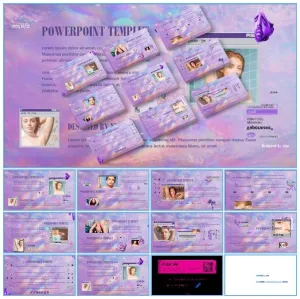 win98界面元素尊贵紫艺术范ppt模板预览图