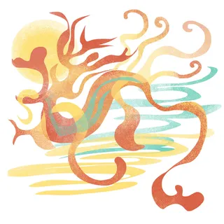 复古中国风国潮敦煌花纹花草插画手绘装饰小元素PSD素材