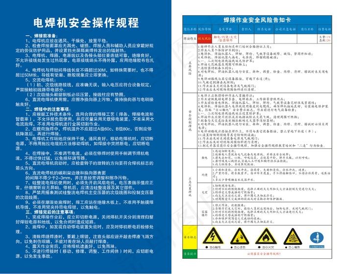 焊接作业安全风险 告知卡cdr矢量模版下载