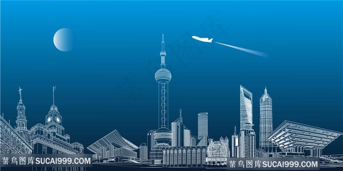 上海城市建筑地标线描图